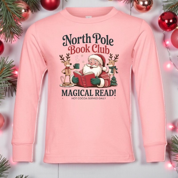 North Pole Book Club T-shirt long sleeve Boy or Girl 2 3 4 5 6 7 8 10 S-XL read - Picture 2 of 9